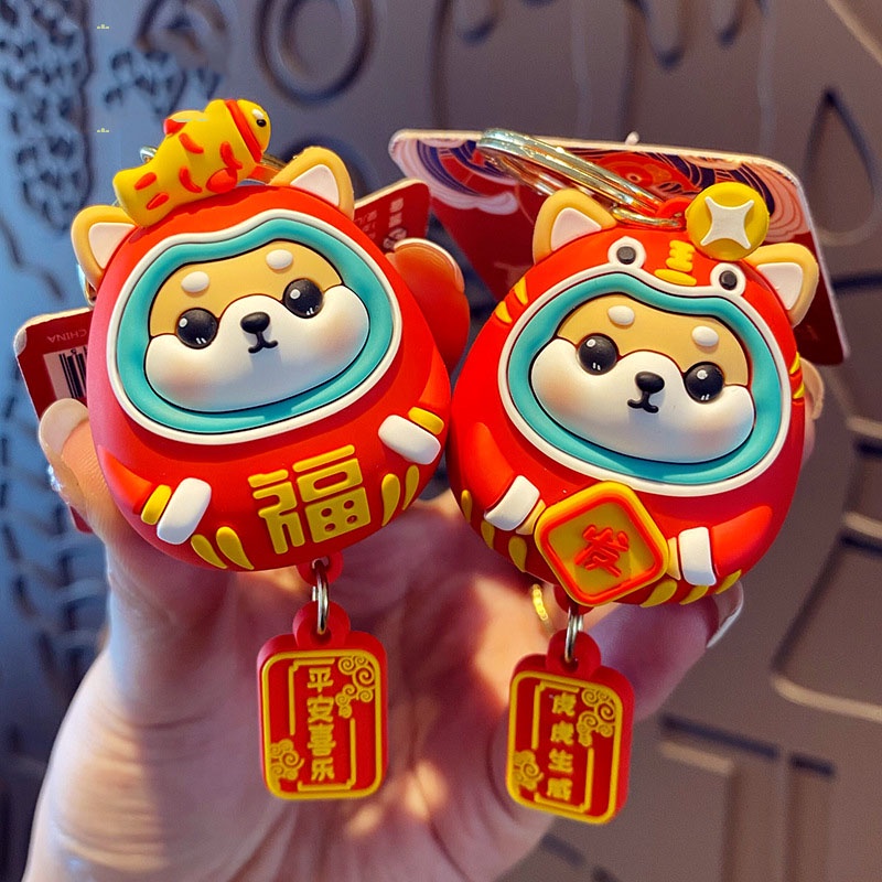 Móc khóa chó shiba kèm dây chúc: may mắn, tài lộc, bình an Ráp làm móc treo ví, balo, túi xách, quà tặng bạn bè-TH06