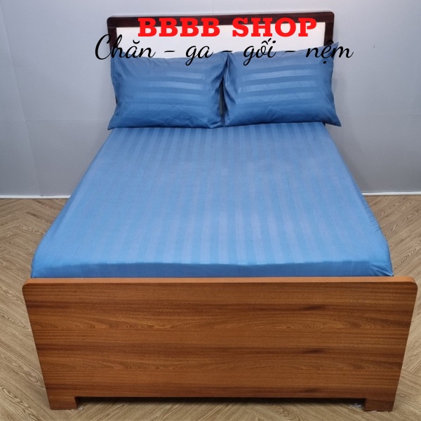 Bộ Ga và 2 vỏ gối màu sọc 3 phân Riotex cho nhà nghỉ khách sạn