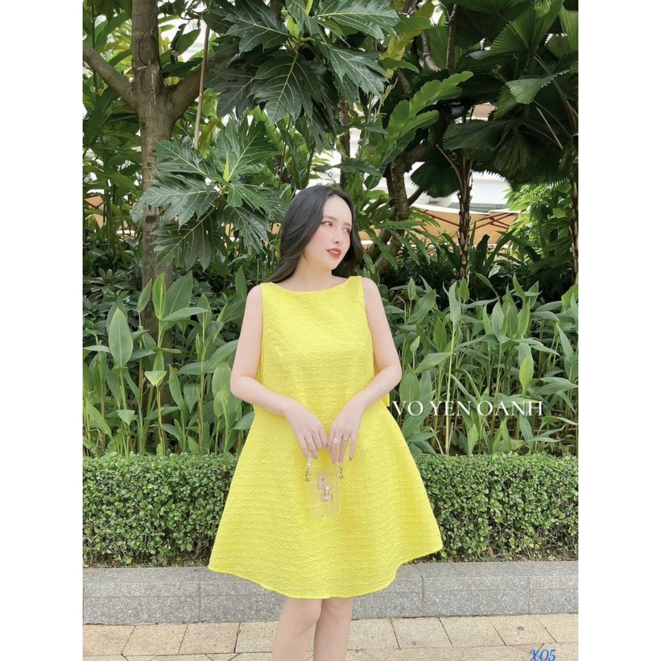 Đầm suông form rộng đi chơi, đầm xòe cổ tròn cụt tay phong cách đi biển mát mẻ, nhẹ nhàng