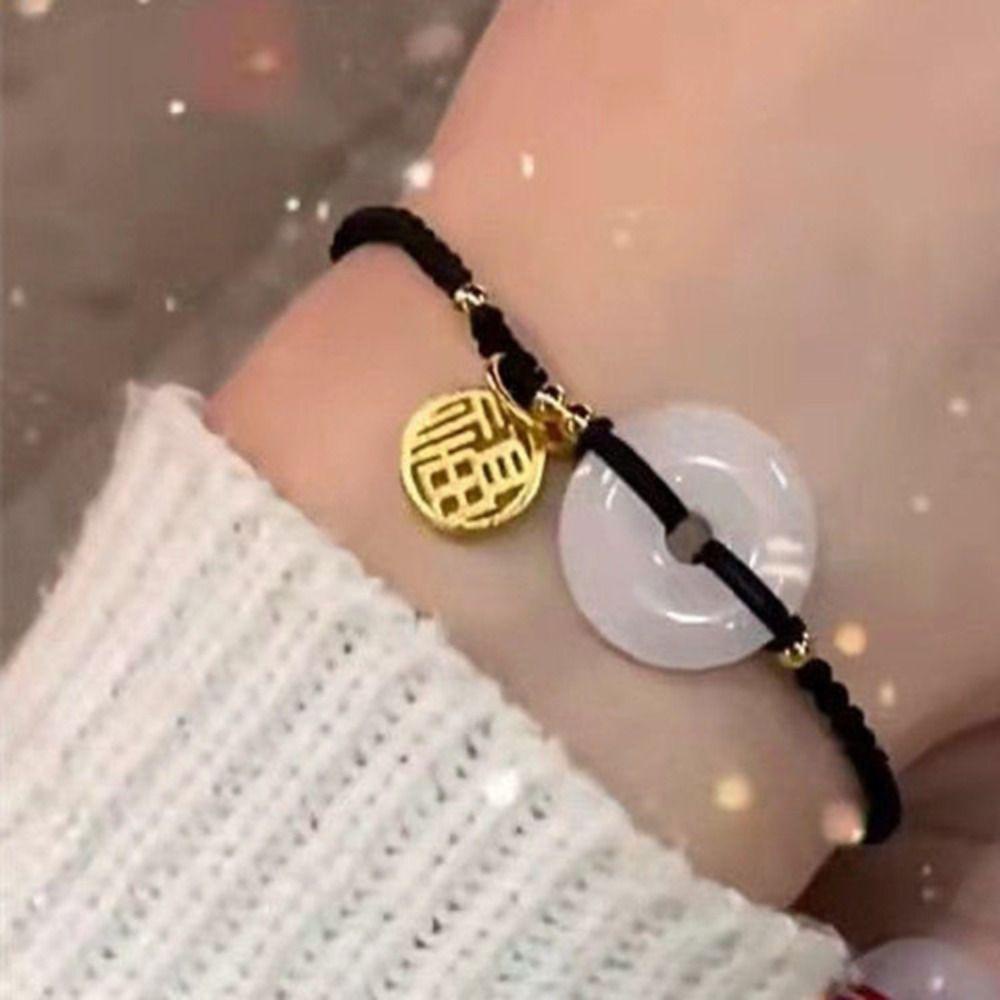 Vòng Tay Dây Bện Phối Khóa Phong Cách Retro Thời Trang Cho Nữ
