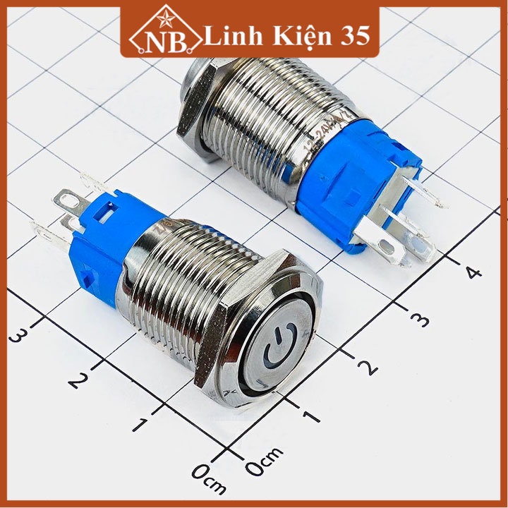 Nút nhấn đề sắt chống nước IP65 có đèn báo 24VDC-16mm nhấn nhả