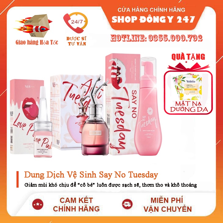 Dung Dịch Vệ Sinh Say No Tuesday & Nước Hoa Xịt Anti Tuesday COMBO Thơm Hồng Trẻ Hóa Cô Bé