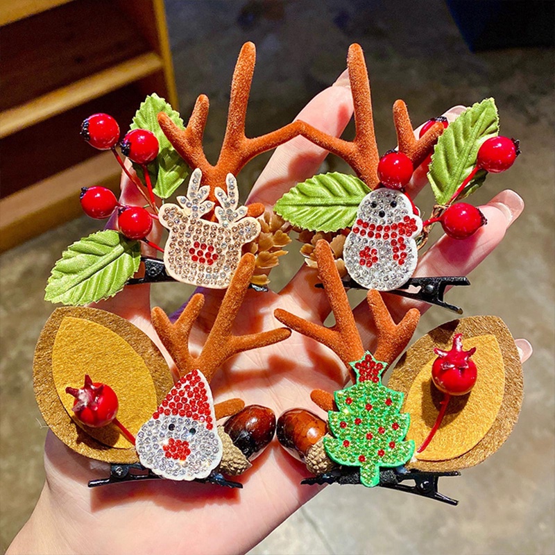 Kẹp Tóc Hình Sừng Tuần Lộc Giáng Sinh Kiểu Hàn Quốc Dễ Thương Cho Bé Gái