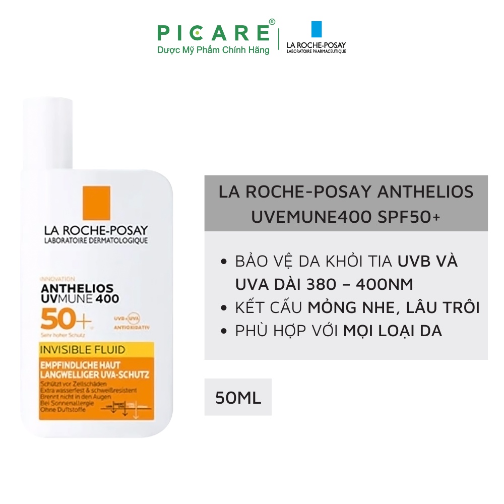 Sữa chống nắng bảo vệ da tối ưu khỏi tia UVA dài La Roche Posay Anthelios UV Mune 400 SPF50+ 50ml