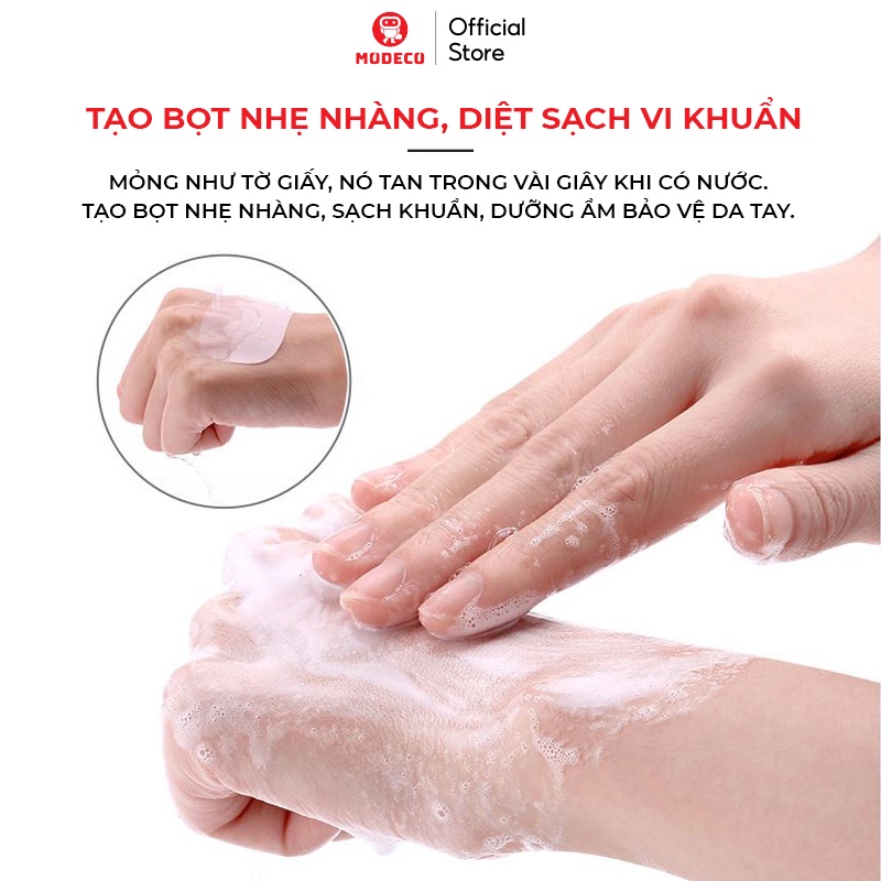 Xà Phòng Giấy - Hộp 50 Miếng - Rửa Tay, Bỏ Túi Mang Đi Du Lịch, Công Tác, Dã Ngoại - Modeco