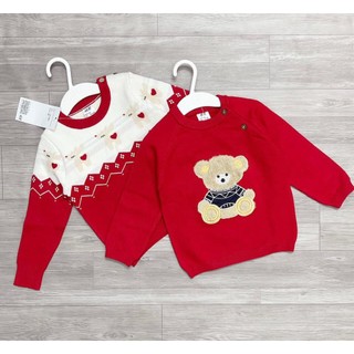 Áo len đỏ thu đông cho bé trai, bé gái, áo len hm noel tết dày dặn cho bé 12m-6y