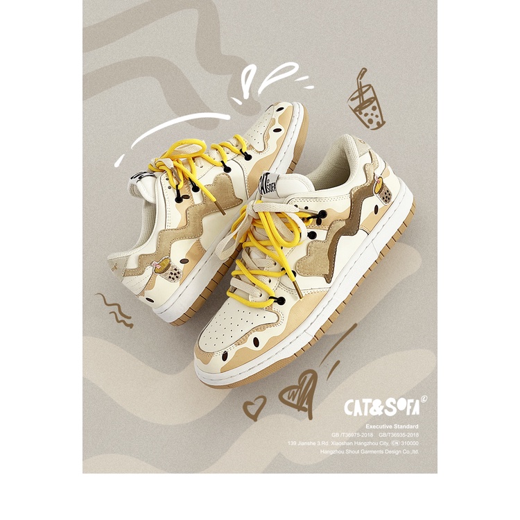 Giày Sneaker Cat&Sofa Chính Hãng - Giày Cat Sofa Trà Sữa Milk Tea Phong Cách Dunk low Đường Phố