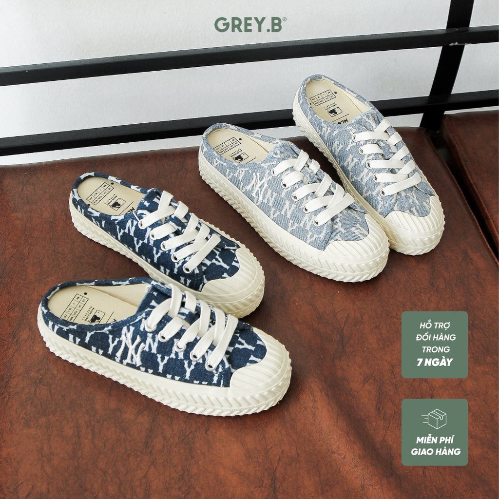 Giày Đạp Gót Playball Origin Mule Hoạ Tiết Mono Chất Liệu Denim
