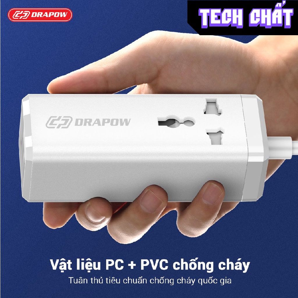 Ổ cắm điện tích hợp củ sạc nhanh 65w sk24 type c chính hãng Drapow nhiều công nghệ sạc nhanh nhất SK 24 tech chất