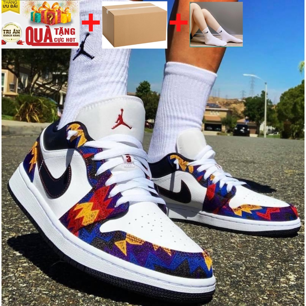 Giày Jordan Cổ Thấp Nam Nữ, Giày Sneaker JD1 Thổ Cẩm Thời Trang Cao Cấp {tặng box + tất} Hottrend 2022