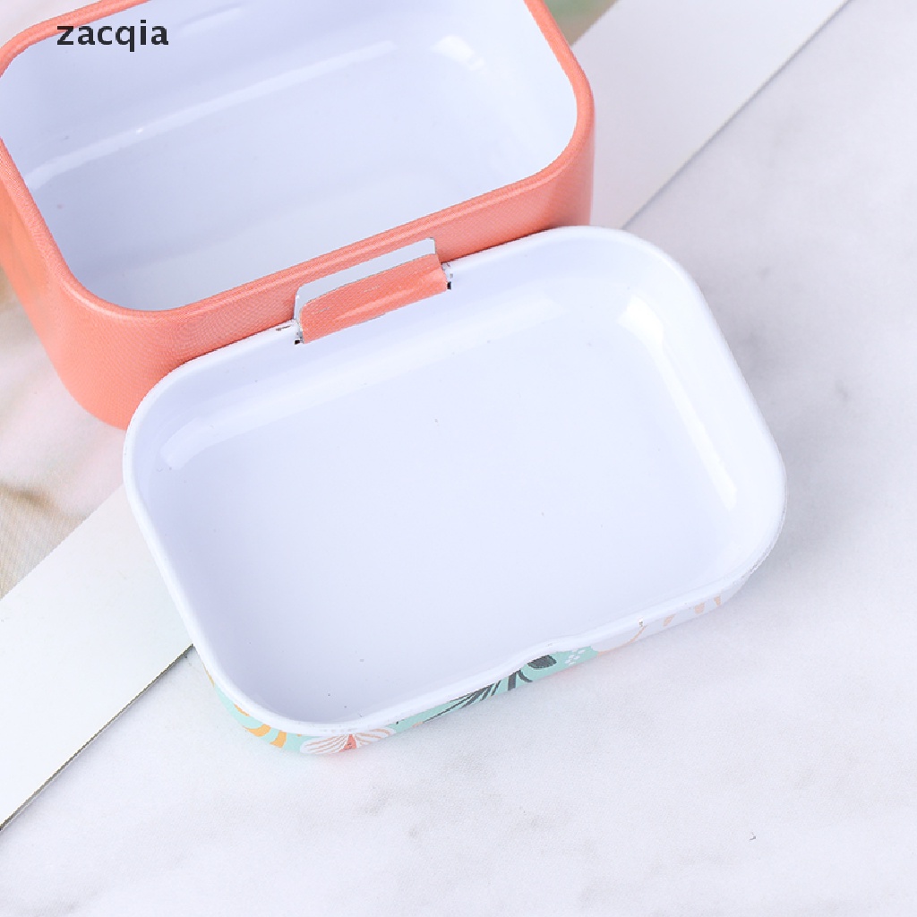 [zacqia] Hộp Thiếc Nhỏ Đựng Trang Sức / Tiền Xu Họa Tiết Hoa