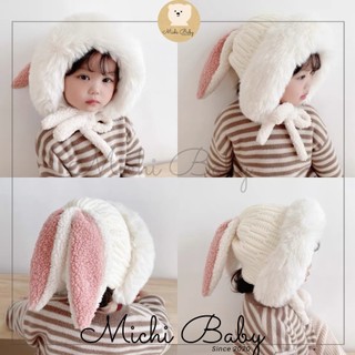 Mũ len lông tai thỏ công chúa giữ ấm tai nhiều màu đáng yêu cho bé trai bé gái Michi Baby SP284