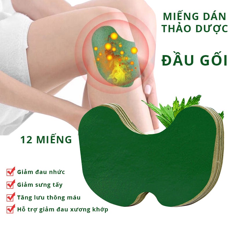 Miếng dán đầu gối, lưng, hộp 12 miếng. giúp giảm đau, tiêu viêm đầu gối, lưng. Nguồn gốc thảo dược tự nhiên 100%