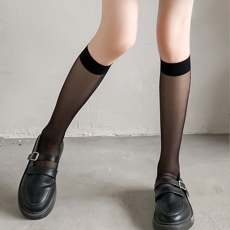 FINETOO JK Tất Ống Dài Đến Đầu Gối Mỏng Dạng Nén Khí Dài Đến Bắp Chân