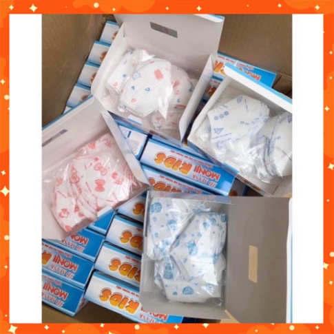 Khẩu trang kháng khuẩn 04 lớp Công nghệ Nhật Bản Monji 3D Mask KIDS Thùng 2500 cái/50 hộp kiểu hoạ tiết dễ thương