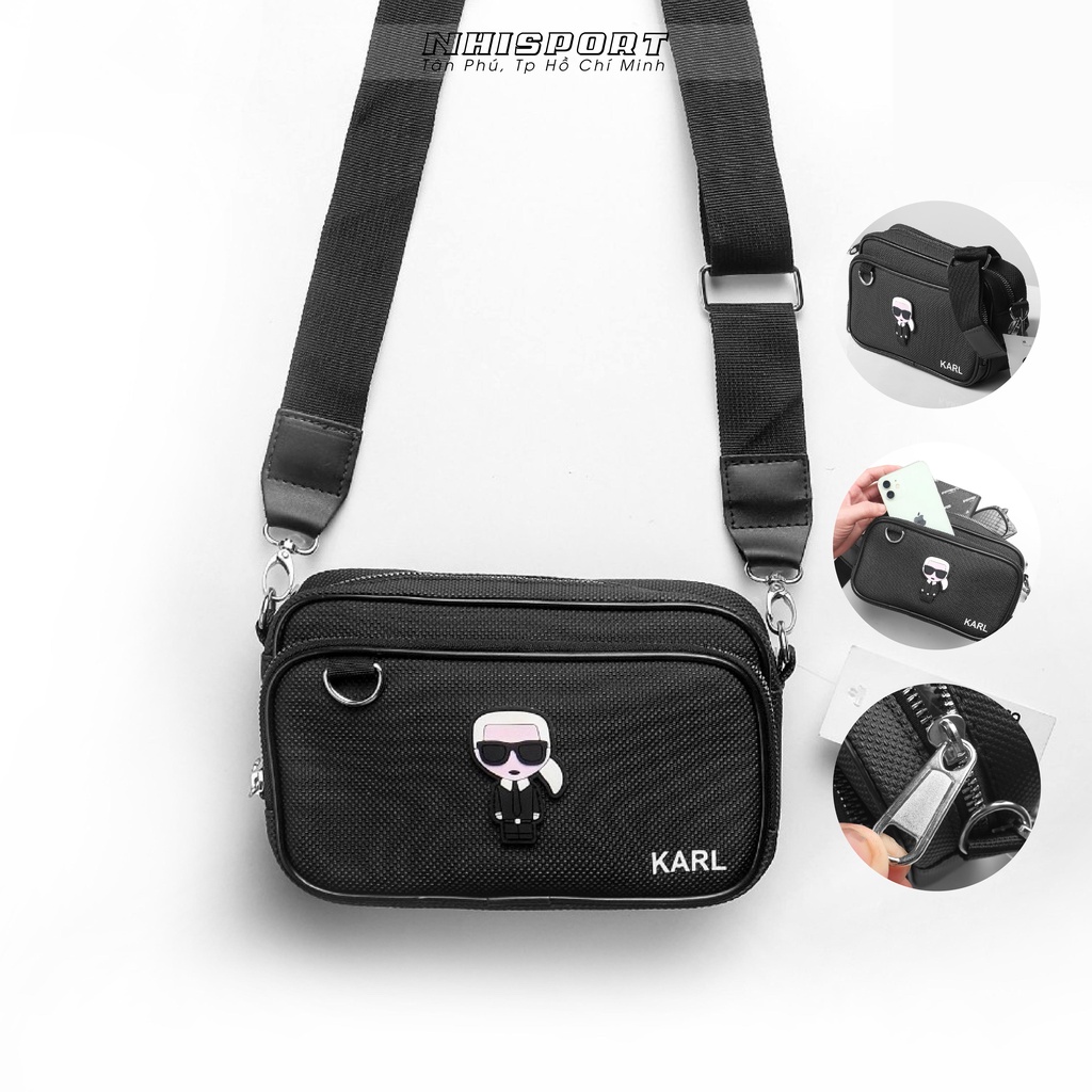 Túi đeo chéo thời trang KARL LAGERFELD crossbody chất liệu da cao cấp chống nước nhiều ngăn phong cách Hàn Quốc Vintage
