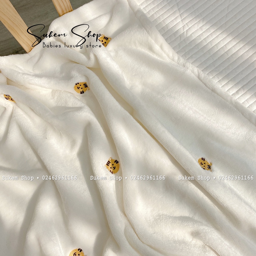 Chăn Lông Tuyết MONONA Cho Bé Họa Tiết Thêu Đáng Yêu Siêu Mềm Mịn, Không Rụng Lông