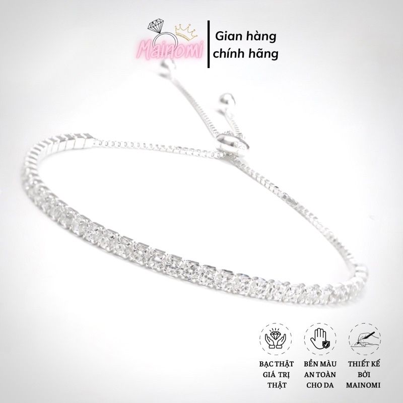 Lắc tay full đá dây rút bạc ý nhẹ nhàng thanh tú MAINOMI Shop bạc xinh