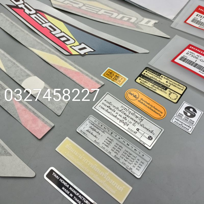 Full bộ tem hồng, chữ lớn xe DREAM thái luôn tem thông số zin