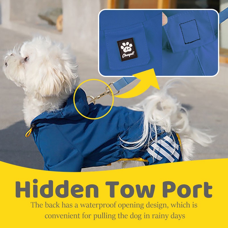 HamshMoc Áo Mưa Toàn Thân 4 Chân Trọng Lượng Nhẹ Chống Thấm Nước In Họa Tiết Có Mũ Trùm Dành Cho Cún Cưng