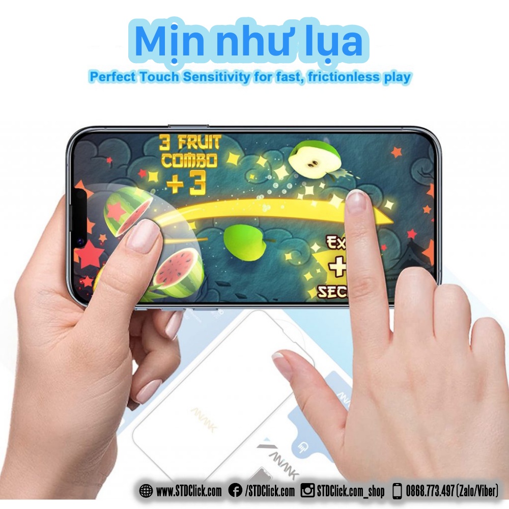 KÍNH CƯỜNG LỰC CHỐNG VÂN TAY IPHONE 14 PRO MAX - 14 PRO - 14 PLUS - 14 - 13 PRO MAX - 13 MINI ANANK VIỀN 2.5D CHÍNH HÃNG