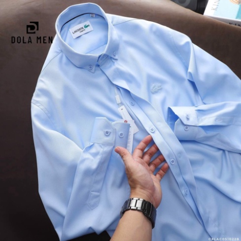 Áo Sơ Mi Lụa LACOSTE GIẤU NÚT TAY DÀI Hàng Cao Cấp Dolamen