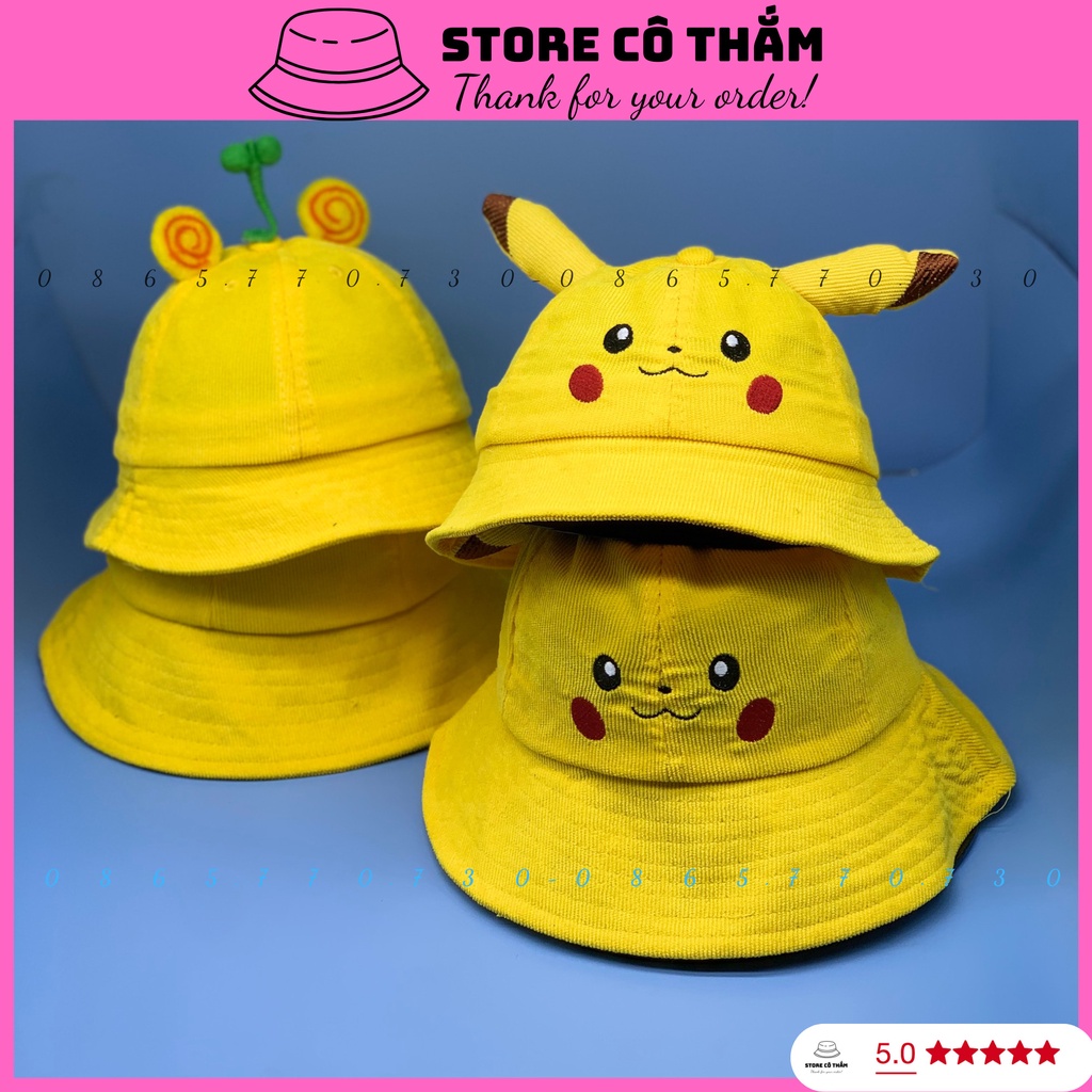 MŨ BUCKET MẦM CÂY, NÓN RỘNG VÀNH PIKACHU DÀNH CHO BÉ VÀ NGƯỜI LỚN CHẤT QC DÀY