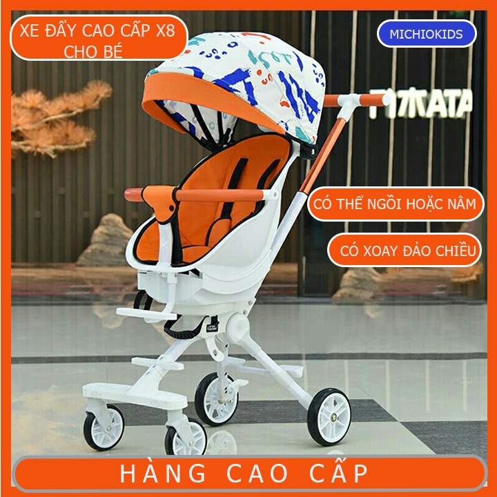 Xe đẩy gấp gọn cho bé X8 Pro đi du lịch, Xe đẩy cho bé 2 chiều ngả 4 tư thế cao cấp
