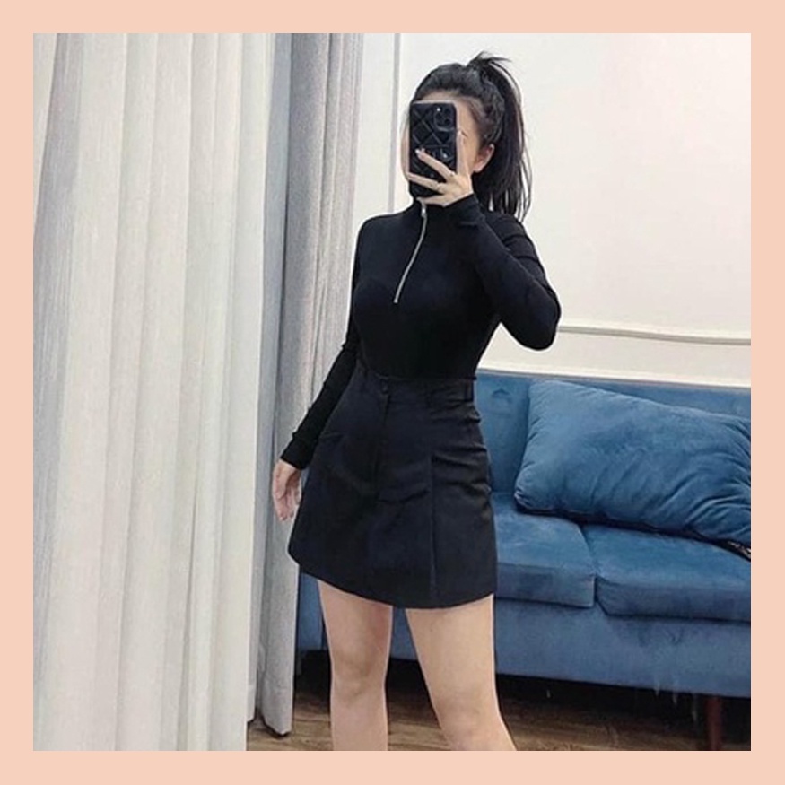 Chân Váy UNDERCOOL Kaki Jean Basic Dáng Chữ A Lưng Cao Xếp Ly Nhẹ