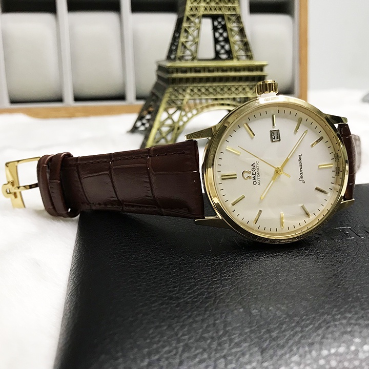 Đồng hồ Nam Omega Đồng hồ OMG09 Dây da cao cấp, Mặt Sapphire chống xước, chống nước thẻ bảo hành 12 thang