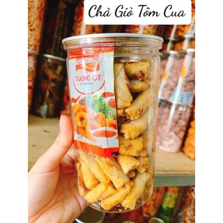 Chả giò tôm cua lon pet 300gram - chả giò tôm sấy mini