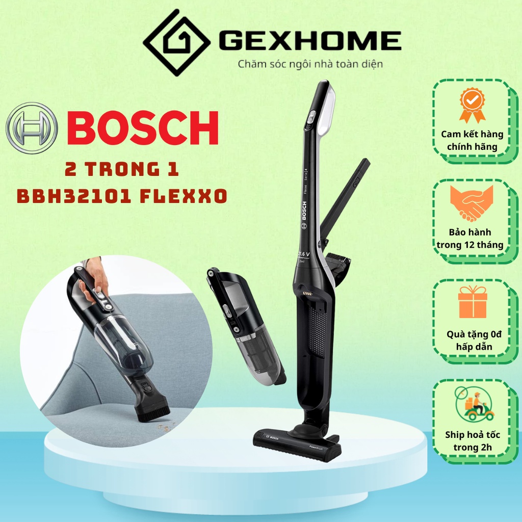 Máy hút bụi cầm tay không dây BOSCH BBH32101 Flexxo tích hợp hai trong 1 - GEXHOME