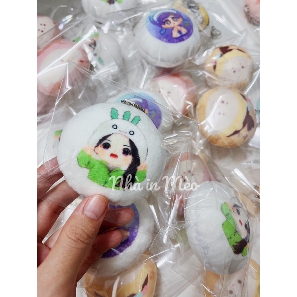Móc khóa nhồi bông, plushie, mochi - in hình theo yêu cầu 2 mặt