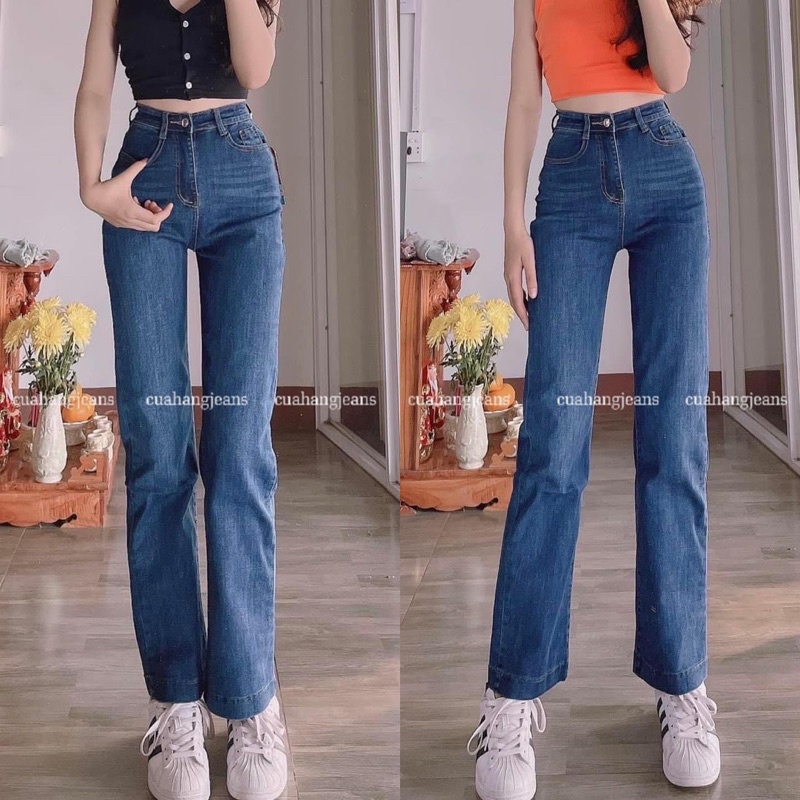 Quần Dài Jeans Nữ BASIC Ống Đứng Nữ Cạp Cao Chất Vãi Co Giãn Mềm Mại Cao Cấp