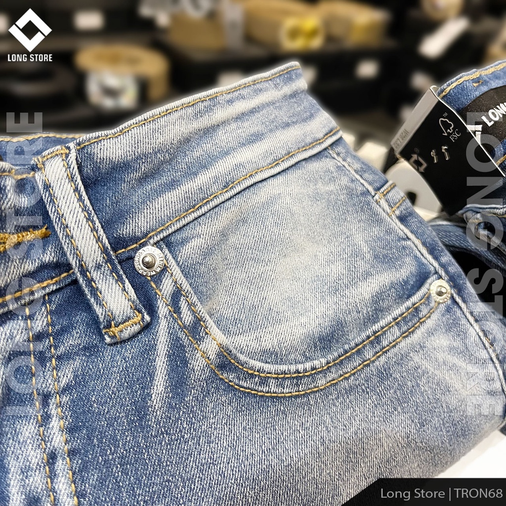Quần jean nam xanh nhạt Silver Blue Lightning LONGARES cao cấp chất vải bò co giãn dáng ôm skinny siêu đẹp TRON68