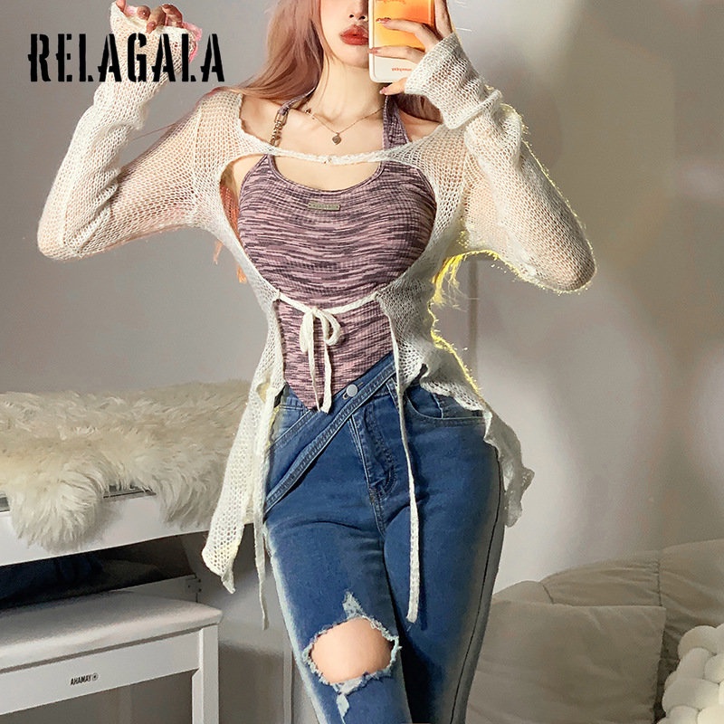 Áo Thun Tay Dài Dáng Ôm Màu Trơn Thời Trang Cho Nữ