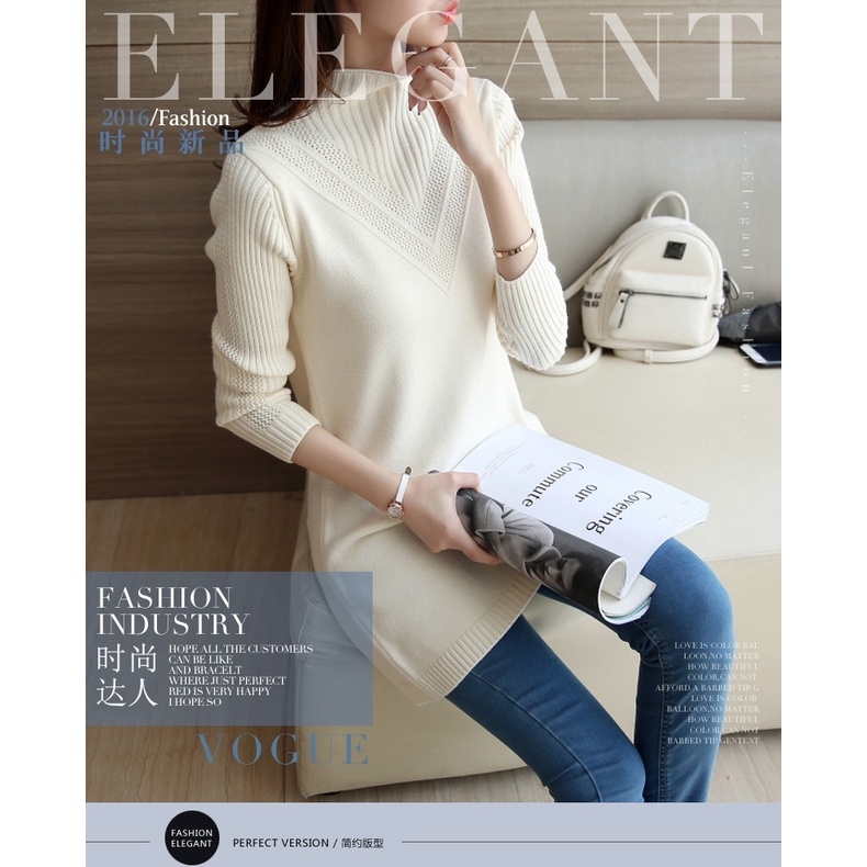 Áo Sweater Dáng Dài Vừa Phải Dày Dặn Phong Cách Thu Đông Hàn Quốc Mới Dành Cho Bạn Nữ