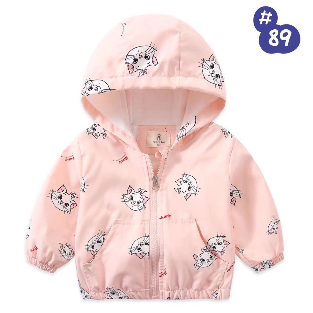 Áo khoác gió bé gái Karlomico 6-36 tháng mèo /kitty/elsa