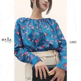 Áo lụa hoạ tiết thiết kế A203 by Nyla