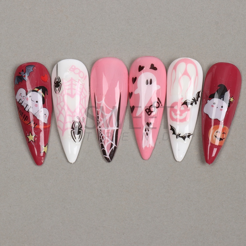 Miếng dán trang trí móng tay 3D STZPRONAIL họa tiết hoạt hình chủ đề Halloween sáng tạo