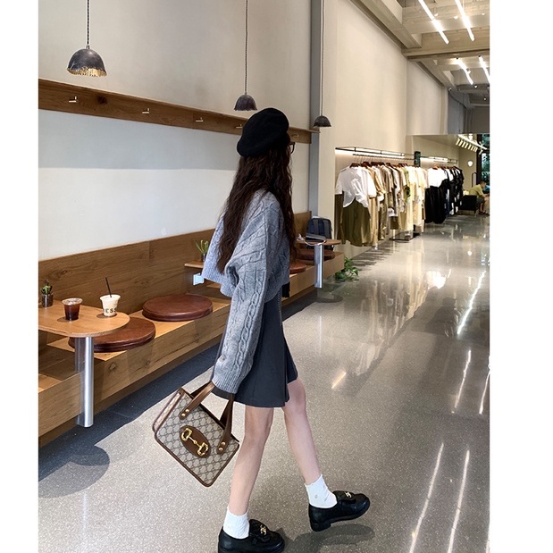 Áo sweater SUXI vải dệt kim tay dài cổ tròn màu sắc đơn giản phong cách Hàn Quốc thời trang mùa thu cho nữ