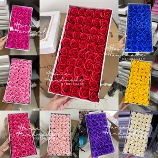 Hộp 50 bông hoa sáp thơm 3 lớp trang trí, bó hoa, quà tặng