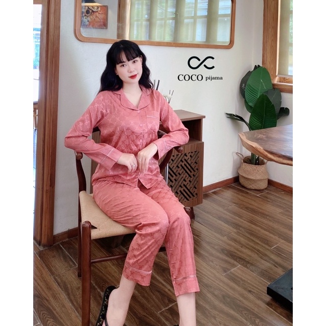 Bộ Pijama Mặc Nhà Nữ Chất Lụa Gấm Xước Siêu Xinh