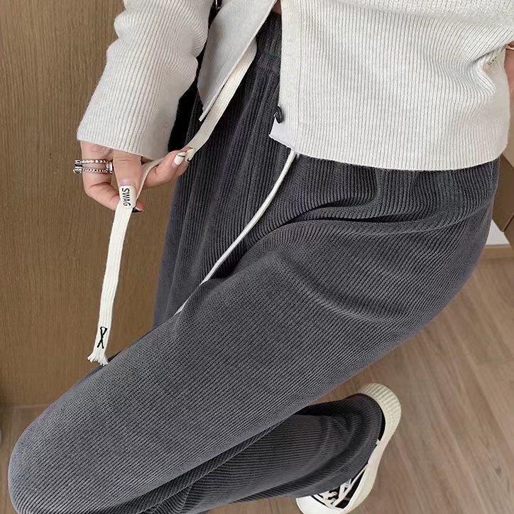 Quần dài SUXI ống rộng phối dây rút phong cách cổ điển thời trang dành cho nữ