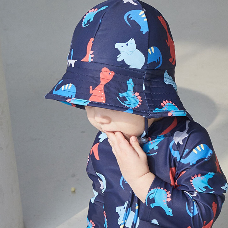 Bộ Đồ Bơi Liền Thân Mau Khô Họa Tiết Khủng Long Hoạt Hình Dễ Thương Cho Bé Trai 1-7 Tuổi