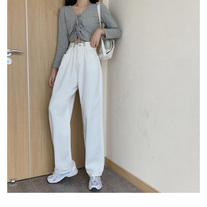Quần Ống Rộng Lưng Cao Thời Trang Xuân Thu Mới 2022 Cho Nữ