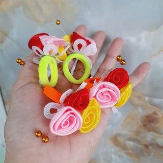 Một cặp thun cột tóc 3 bông hoa cho bé yêu (Màu ngẫu nhiên)