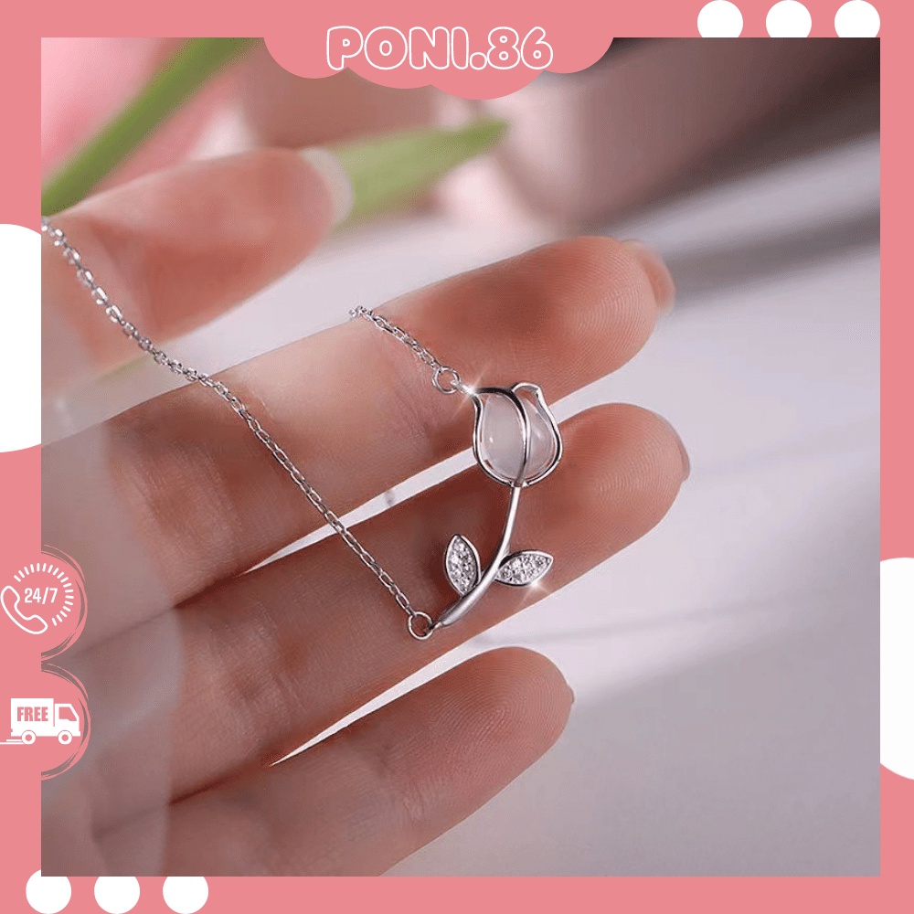 Vòng cổ dây chuyền hình hoa hồng phong cách đáng yêu dễ phối đồ