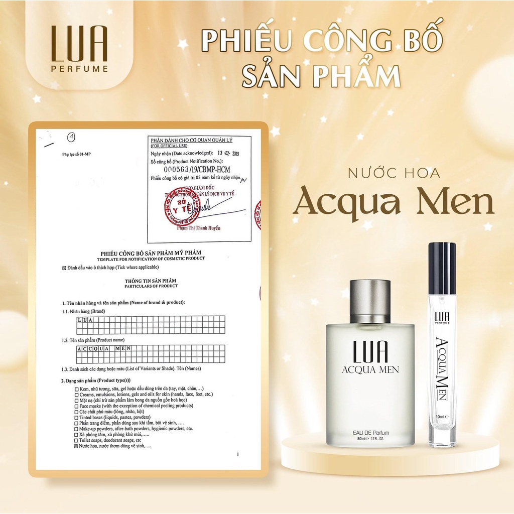 Nước Hoa Nam Acqua Men LUA Perfume Chính Hãng Mùi Hương Phong Cách Thanh Lịch