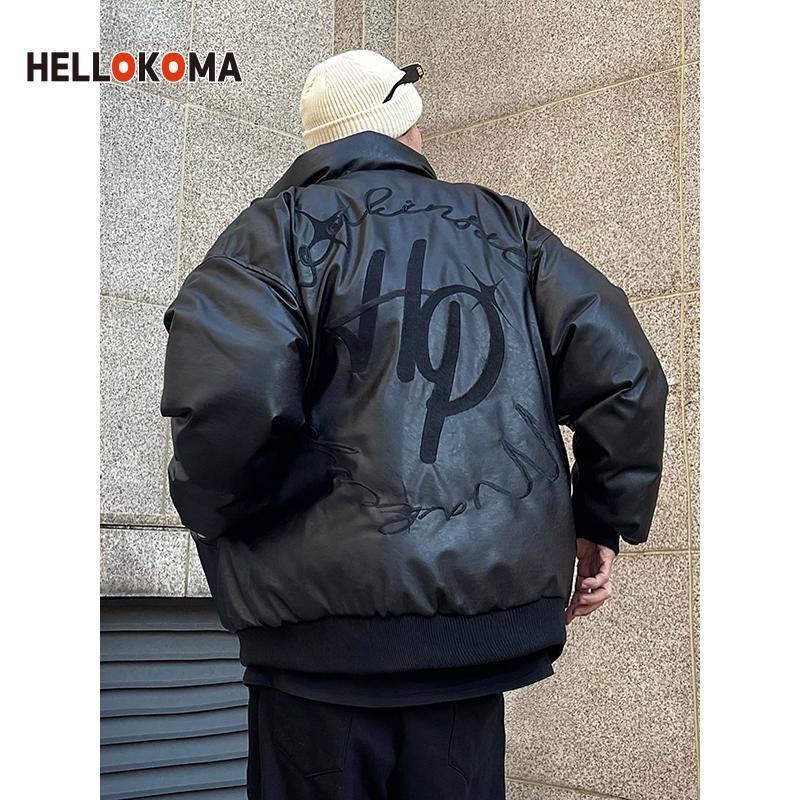 Áo Khoác Da Độn Bông Dày Dặn Cổ Đứng Thêu Chữ Phong Cách Hip Hop Mỹ Thời Trang 2022 Cho Nam Và Nữ
